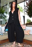 Sandbar Linen Blend 3 Button Dip Side Wasitcoat Black